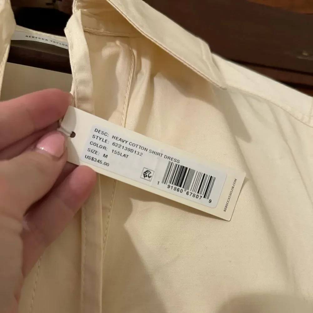 NWT Rebecca Taylor Heavy Cotton Shirt Dress in Cream Size Medium - Picture 5 of 7